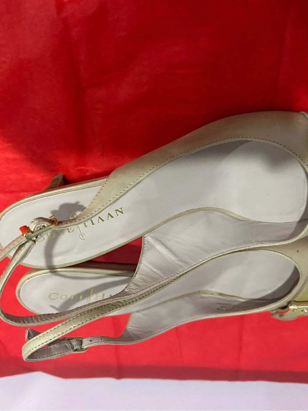 Cole Haan Beige and Olive Slingback Sandals